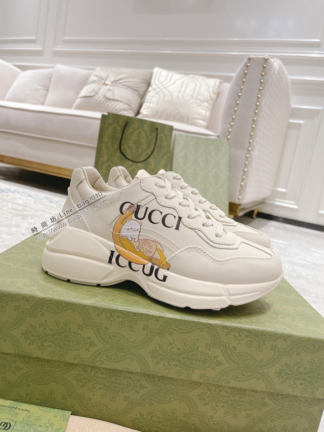 gucci古馳情侶款老爹鞋 市面最高端老爹鞋 gucci男女同款休閒運動鞋 dx3314